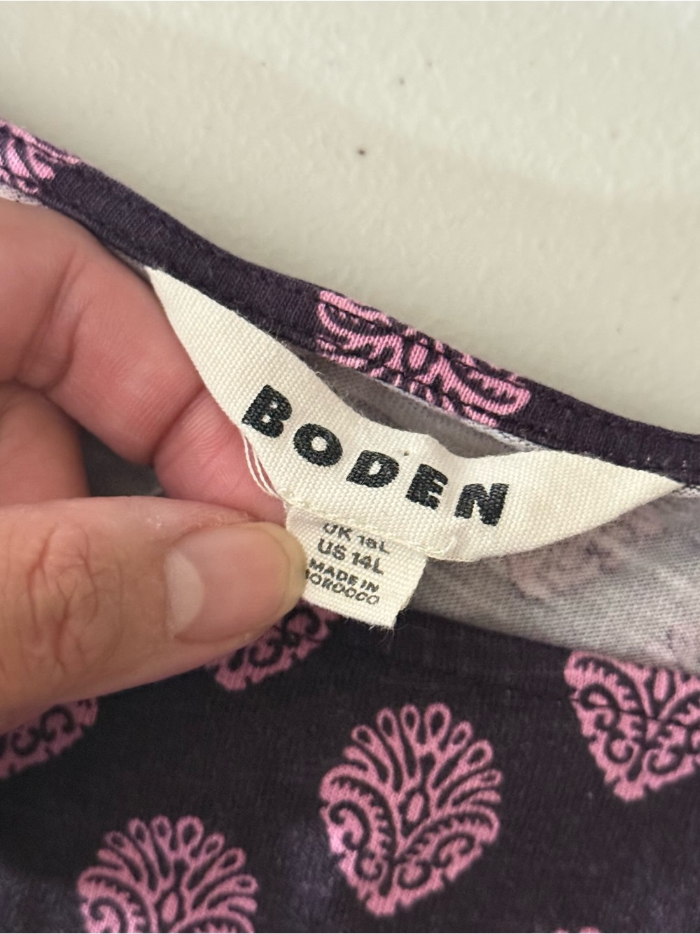 Boden Florrie Fern Dress Black Pink Print Cotton Jersey Pockets 14L - Picture 7 of 9